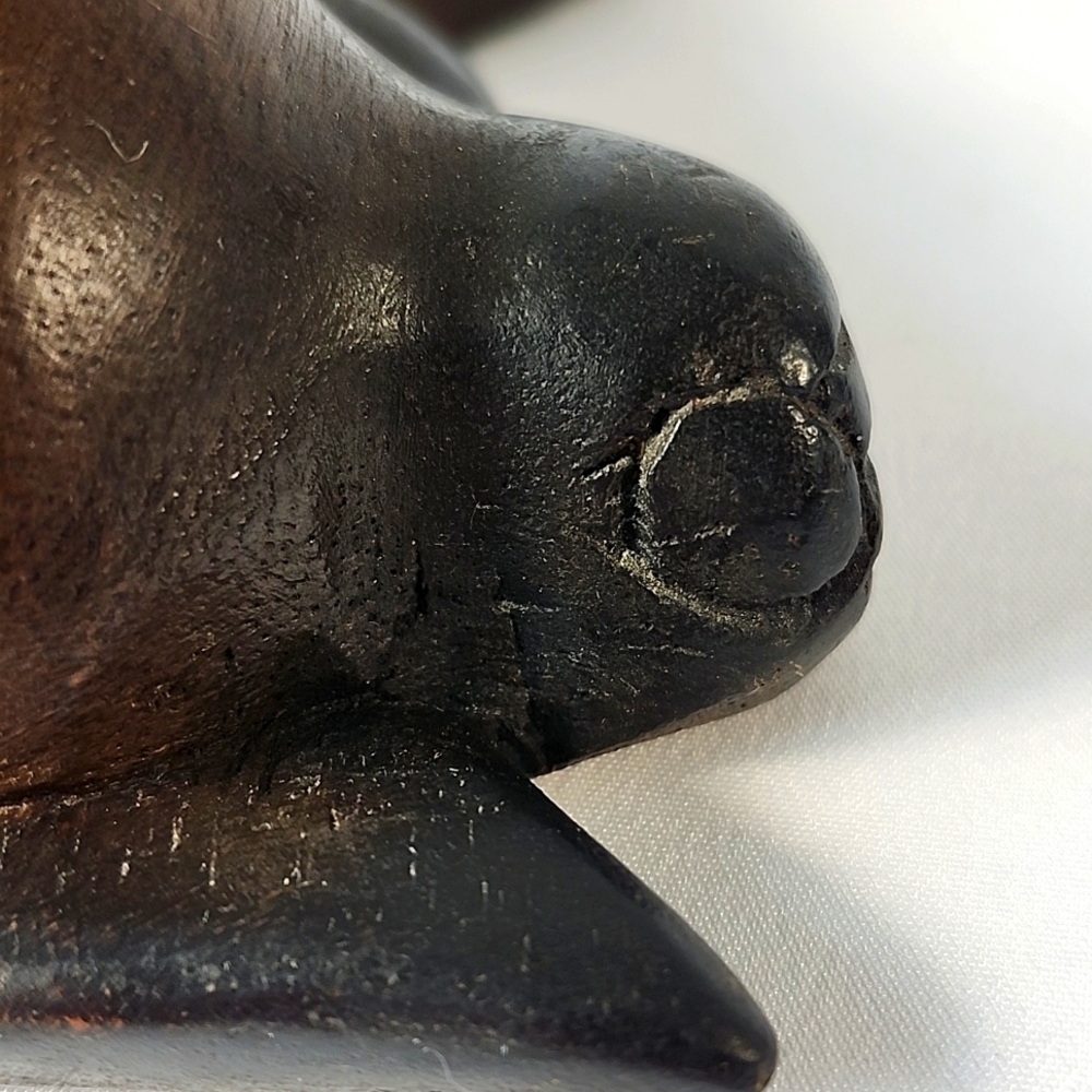 Mandalay Bay Co Black Brown Carved Wood Yawning Cat Figurine Scuplture Thailand - Picture 6 of 16